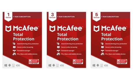 McAfee Total Protection for 1-Year for 1, 2, or up to 10 Devices