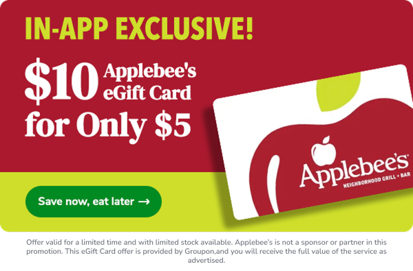 ​In-App Exclusive: $10 Applebee's eGift Card for Only $5! 
