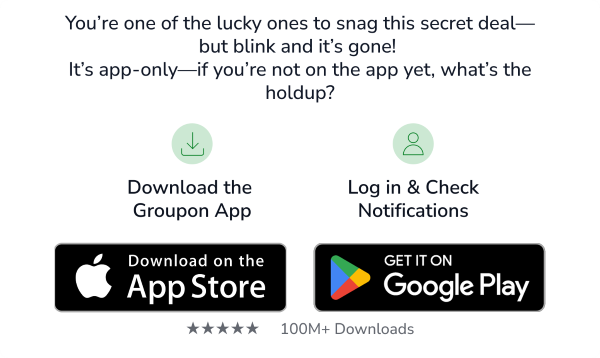 You're one of the lucky ones to snag this secret deal - but blink and it's gone! It's app-only - if you're not on the app yet, what's the hold up? Get the Groupon App.