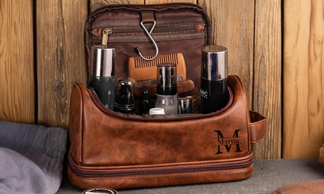 Travel in style with personalized vegan-friendly leather toiletry bag Travel in style with personalized vegan-friendly leather toiletry bag