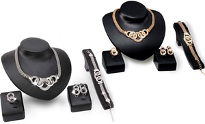 1x oder 2x 4-teiliges Schmuck-Set mit Swarovski®-Kristallen