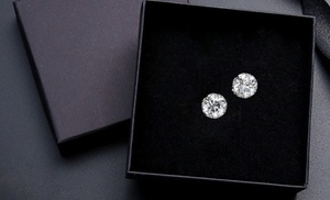 Diamant-Ohrringe mit Brillantschliff und Moissanit