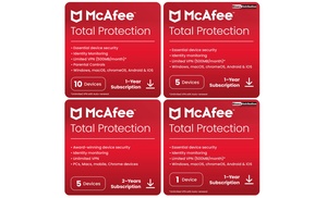 McAfee Total Protection 2025 für 1, 5 oder 10 Geräte als Download