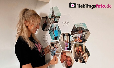 Personalisierbare Hexagon-Fotos als Set in verschiedenen Größen  Personalisierbare Hexagon-Fotos als Set in verschiedenen Größen