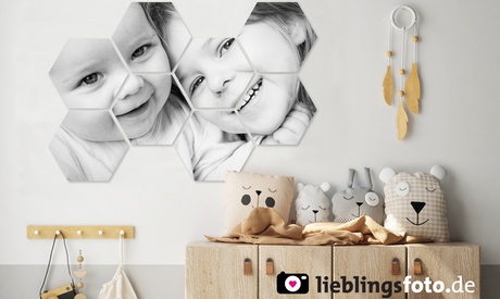 Personalisierbare Foto-Wandbild über 5, 6, 8 oder 12 Hexagone Personalisierbare Foto-Wandbild über 5, 6, 8 oder 12 Hexagone