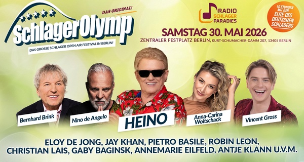 1-20 Tickets für den SchlagerOlymp 2026 am 30. Mai 2026 in Berlin