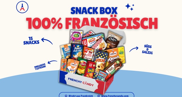 Französische Snack Box "Discovery Box": Entdecke 15 Snacks & 1 Getränk