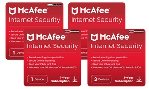  McAfee Internet Security 2024 para 1 o 3 dispositivos 