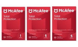  McAfee Total Protection para 1, 3 o 5 dispositivos 