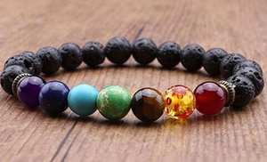 Pulsera de piedras lava y piedras de los chakras