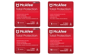 Antivirus McAfee Total Protection 2025 para 1, 5 o 10 dispositivos