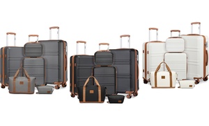 Conjunto de viaje con 4 maletas rígidas, bolsa de mano y neceser Conjunto de viaje con 4 maletas rígidas, bolsa de mano y neceser