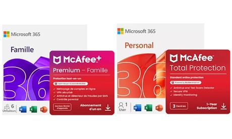 Microsoft 365 Family o Personal con McAfee Total Protection: 1 año Microsoft 365 Family o Personal con McAfee Total Protection: 1 año
