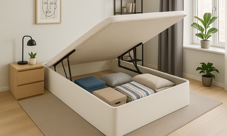 Canapé Abatible Altura 32cm Blanco ENVIO Y MONTAJE GRATIS, Gran Capacidad, Madera, Tapa 3D Canapé Abatible Altura 32cm Blanco ENVIO Y MONTAJE GRATIS, Gran Capacidad, Madera, Tapa 3D