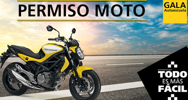 Curso para carnet de moto A1 o A2 con 3 o 4 clases prácticas en Autoescuela Gala (con64% de descuento)