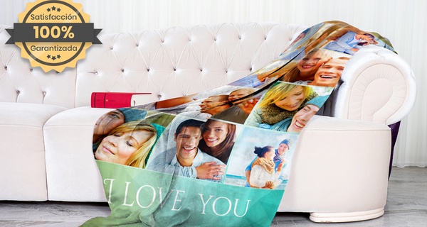 Crea con Printerpix: manta de lana o con tacto visón en tamaño a elegir con imagen personalizable; ahorra un 88%