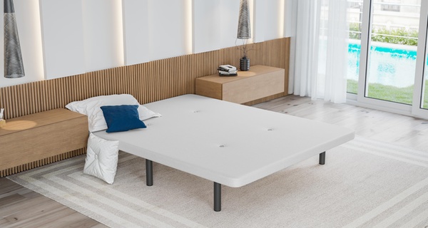 Base para colchón tapizada en color blanco, con envío gratuito