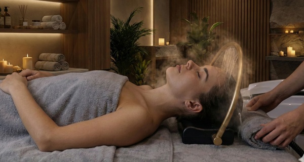 Head spa pro con bebida, diagnóstico, masaje y tratamiento