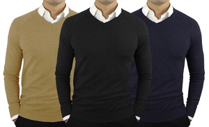 2 maglioni con scollo a V in cashmere e lana da uomo 