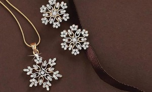 1 o 2 set con collana e orecchini con fiocco di neve