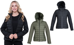 Giubbino imbottito effetto piuma con cappuccio