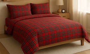 Parure copripiumino o completo lenzuola 100% cotone tartan scozzese Parure copripiumino o completo lenzuola 100% cotone tartan scozzese