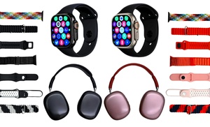 Cofanetto con cuffie wireless e smartwatch