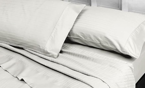 Completo lenzuola matrimoniale in raso di cotone liscio o rigato Completo lenzuola matrimoniale in raso di cotone liscio o rigato