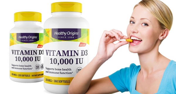 Fino a 1080 capsule softgel di integratore alla vitamina D3 10000 IU Healthy Origins