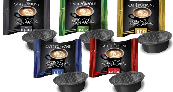 Fino a 800 capsule di caffè Borbone Don Carlo compatibili con Lavazza A Modo Mio, disponibili in 5 miscele