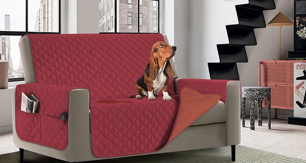 Copridivano impermeabile, salvadivano antimacchia, trapuntato, bicolor con tasche portaoggetti