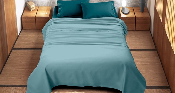 Completo lenzuola bicolore matrimoniale in cotone