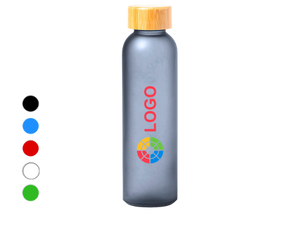 Bidón personalizado de cristal colorido y bambú (500 ml)