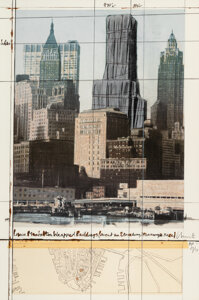 Christo Lower Manhattan Wrapped Buildings, Project for 2 Broadway, 20 Exchange Place, 1991