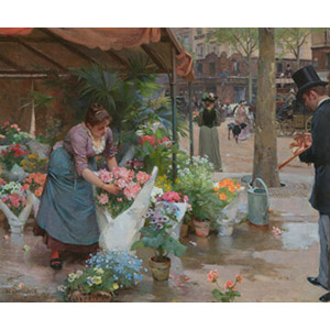 Louis Marie de Schryver (French, 1862-1942) Le marche aux fleurs de la Madeleine, 1891