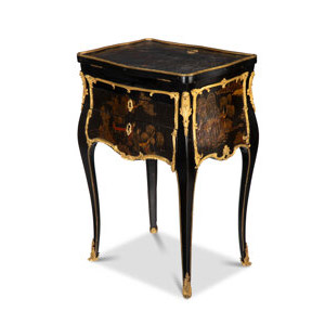 A Louis XV Gilt Bronze-Mounted Japanned and Vernis Martin Lacquered Bureau de Pente or Petit Escritoire, circa 1755 Stamped