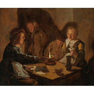 Jan Miense Molenaer (Dutch, 1610-1668) Merry company around a table playing cards, circa 1636