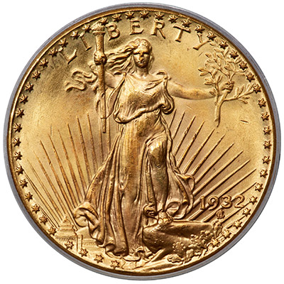 1932 Saint-Gaudens Twenty, MS64 CAC 