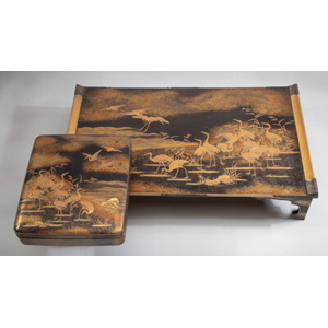 A Japanese Lacquer Wakanoura Writing Set, 19th century 5 x 22-1/2 x 13-1/4 inches (12.7 x 57.1 x 33.7 cm) (larg... (Total: 2 Items)