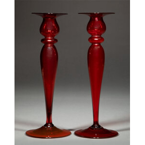 Durand Art Glass Pair of Candlesticks, circa 1924