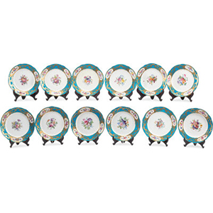 A Set of Twelve Sèvres Porcelain Dinner Plates