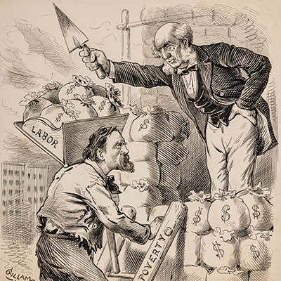 Bernhard Gillam A Fair Division of Labor-But Not a Fair Division of Its Benefits, Puck magazine interior, 1883