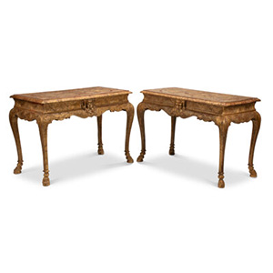 A Pair of George II Carved Gilt Wood Console Tables