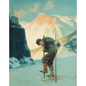 Howard V. Brown (American, 1878-1945) 'Measuring A Year's Crop of Snow...', Scientific American magazine cover, Decembe