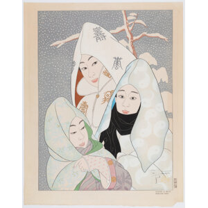 Paul Jacoulet (French, 1902-1960) Snowflakes, Pengyong, Korea (Flocons de Neige, Pengyong, Coree), 1956