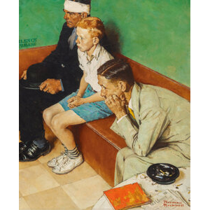 Norman Rockwell (American, 1894-1978) Waiting Room, The Saturday Evening Post interior, October 16, 1937