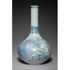 A Korean Blue and White 'Dragon' Vase, Joseon dynasty 13-1/2 x 7-1/2 x 7-1/2 inches (34.3 x 19.1 x 19.1 cm)