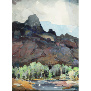 Chauncey Foster Ryder (American, 1868-1949) A bubbling stream though a mountain landscape