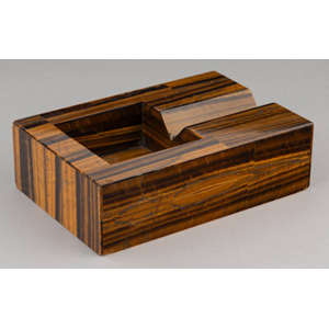 A Tiger's Eye Cigar Ashtray 2 x 6-1/2 x 4-1/4 inches (5.1 x 16.5 x 10.8 cm)