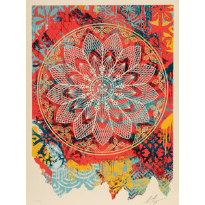 Shepard Fairey (b. 1970) Collage Peace Mandala (Red), 2024
